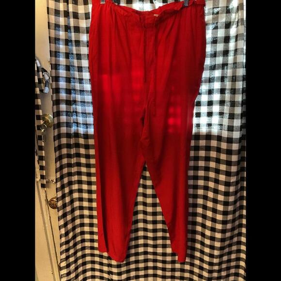 Liz Claiborne Pants - Vintage 1990's Y2K  Liz Claiborne Red Silk Pants with tie waist Size Large